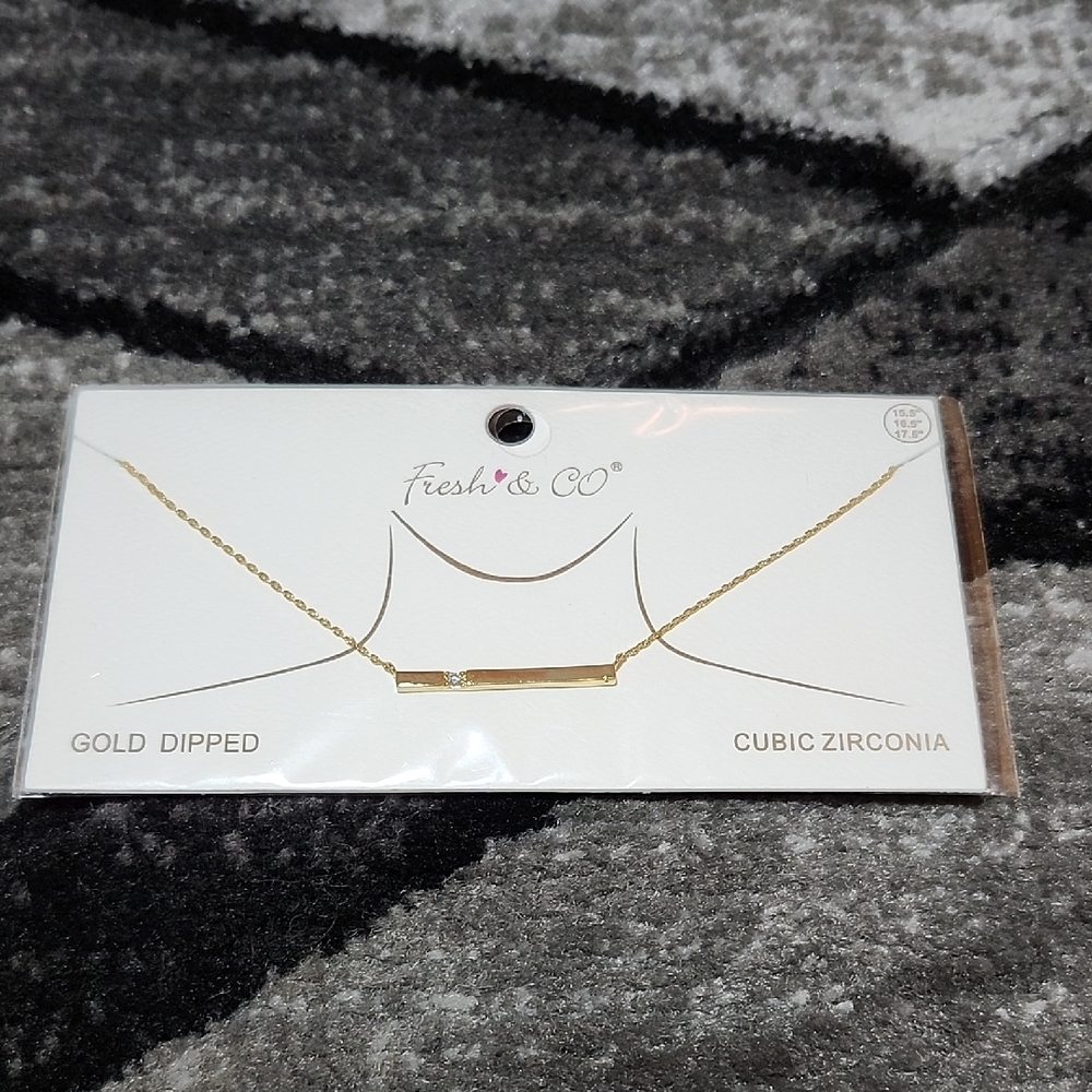 FRESH & CO. GOLD-DIPPED CUBIC ZIRCONIA NECKLACE